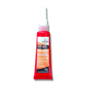 Bisnaga de trava rosca VT 67 baixo torque de 50 g cor vermelha com tampa branca